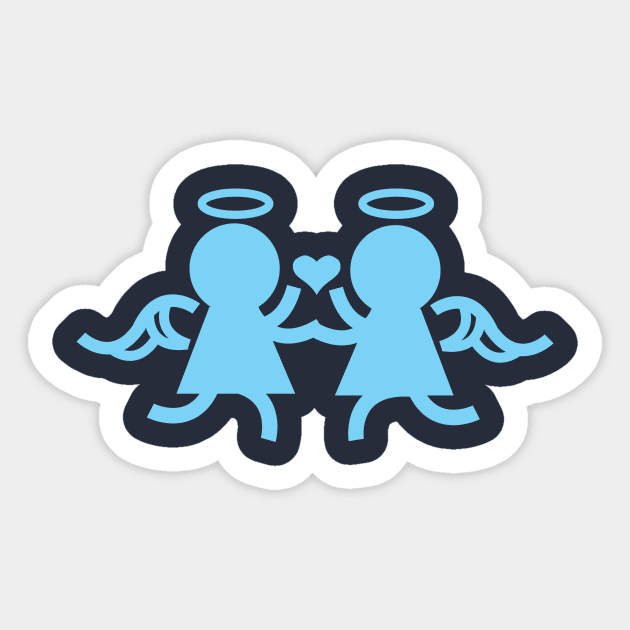 Light Blue Twin Angels Holding Hands Sticker by Robin Studio